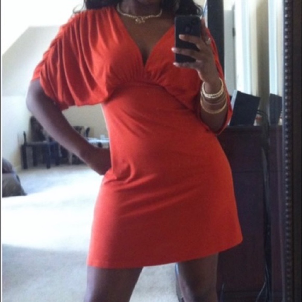 🔥Short sleeve orange dress🔥